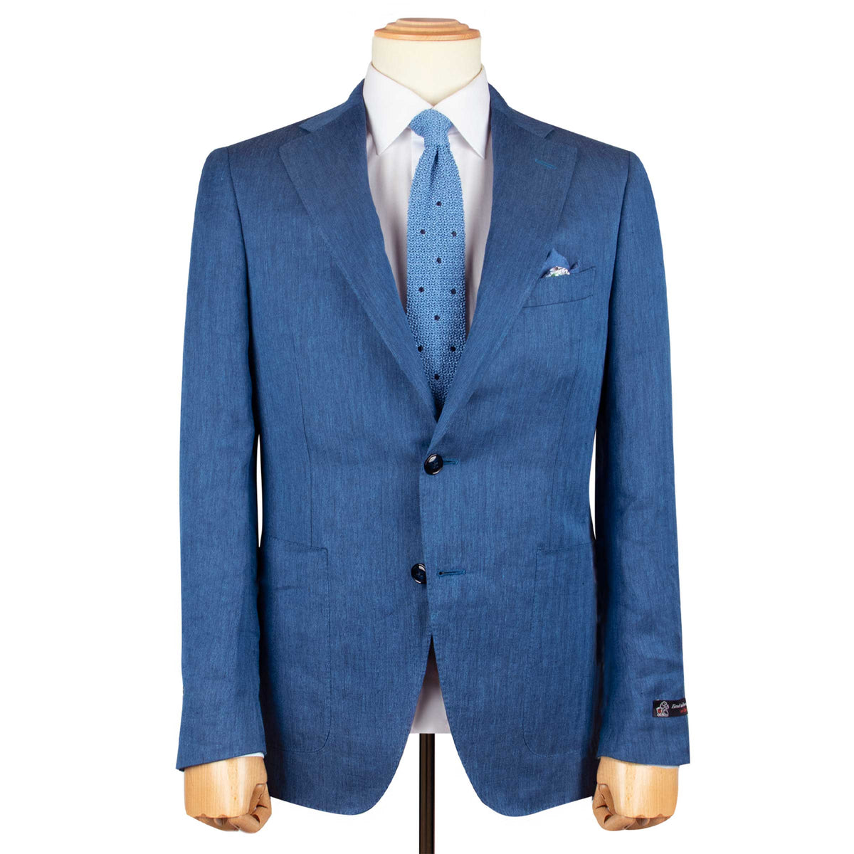 Blue Lightweight Linen & Silk Unlined Suit SUITS Robert Old