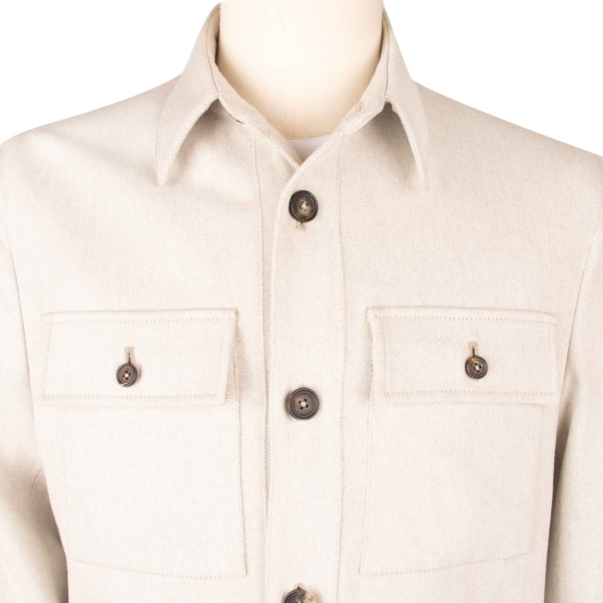 Oatmeal Super 150's Merino Wool Denim Overshirt JACKETS Robert Old