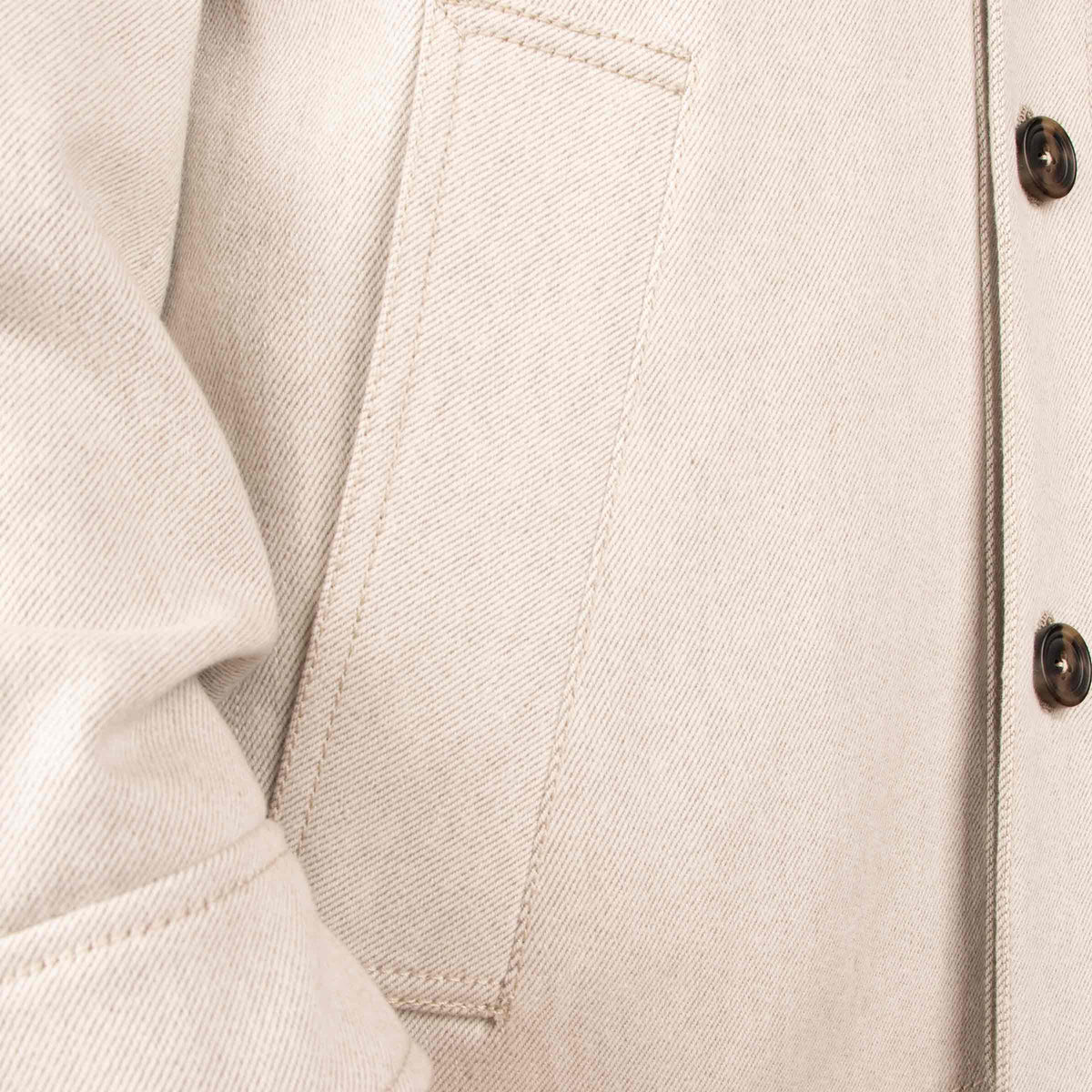 Oatmeal Super 150's Merino Wool Denim Overshirt JACKETS Robert Old