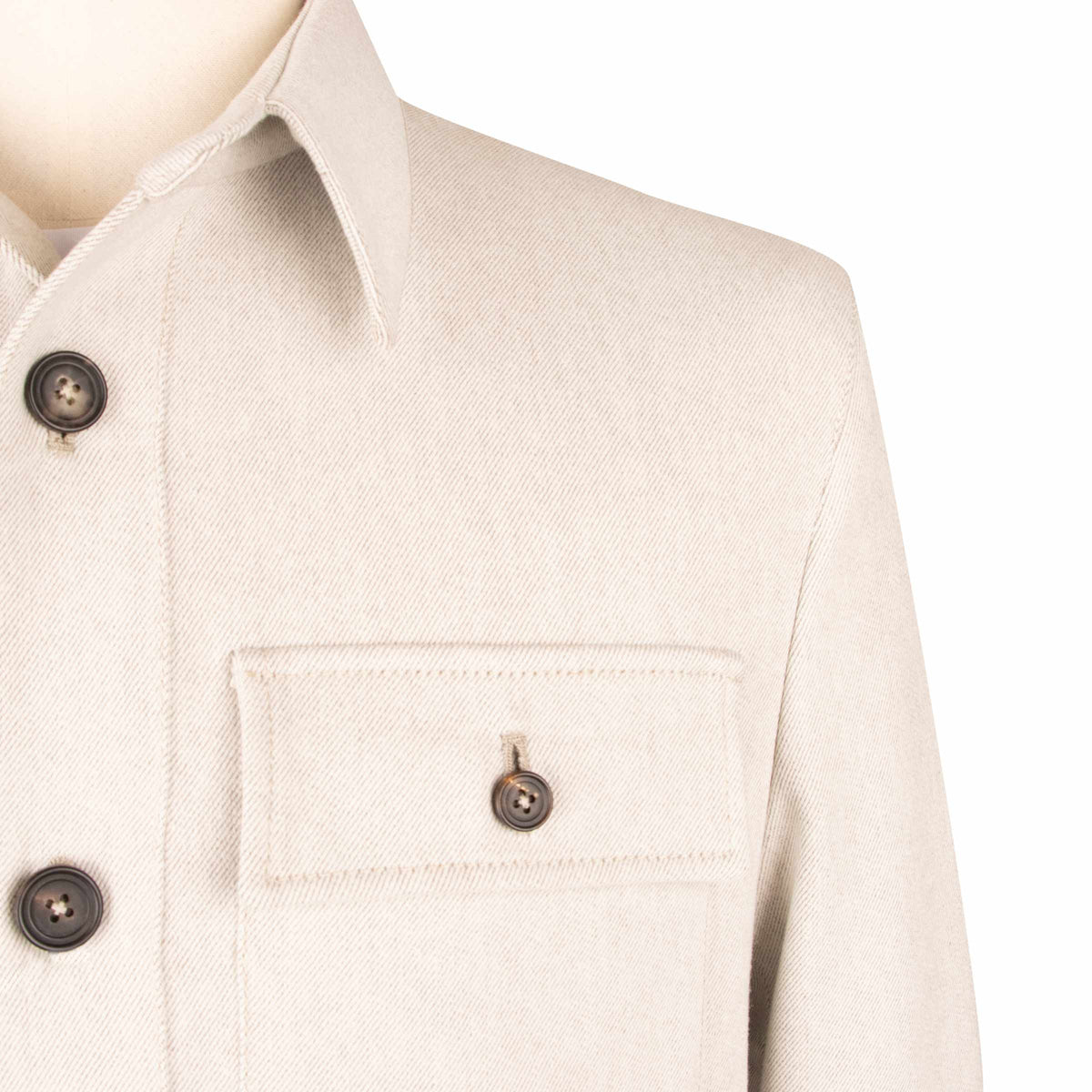 Oatmeal Super 150's Merino Wool Denim Overshirt JACKETS Robert Old