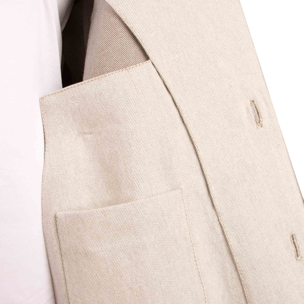 Oatmeal Super 150's Merino Wool Denim Overshirt JACKETS Robert Old