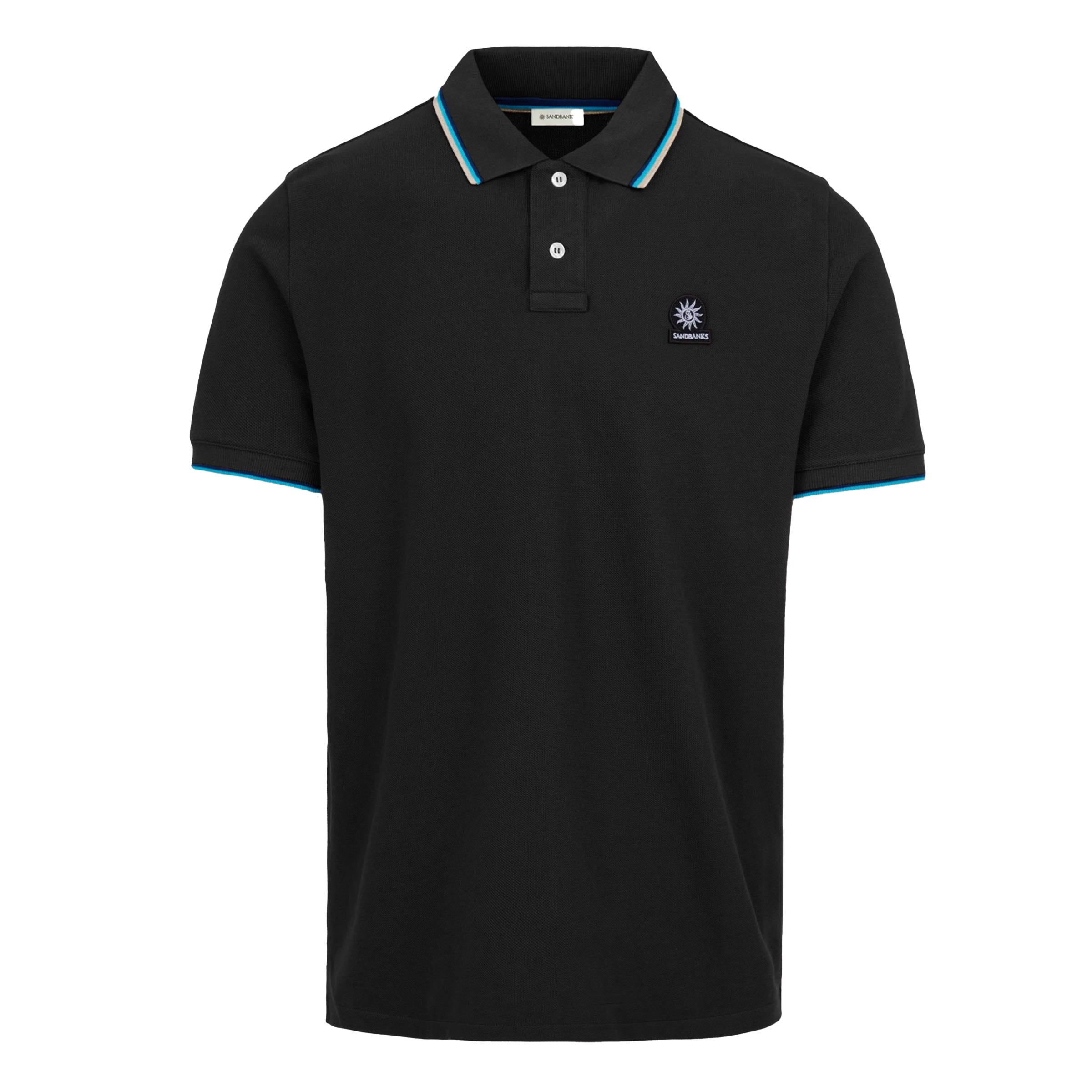 Sandbanks - Black Organic Cotton Short Sleeve Polo Shirt S/S POLOS Sandbanks
