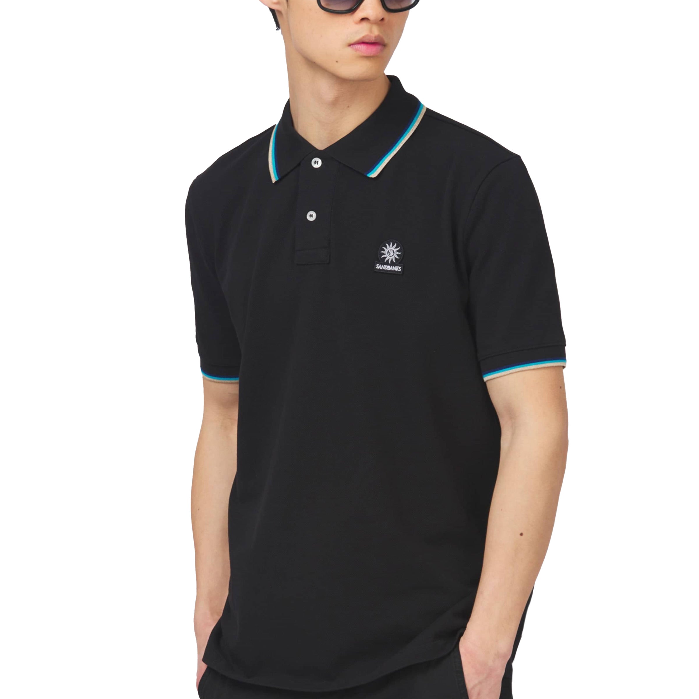 Sandbanks - Black Organic Cotton Short Sleeve Polo Shirt S/S POLOS Sandbanks