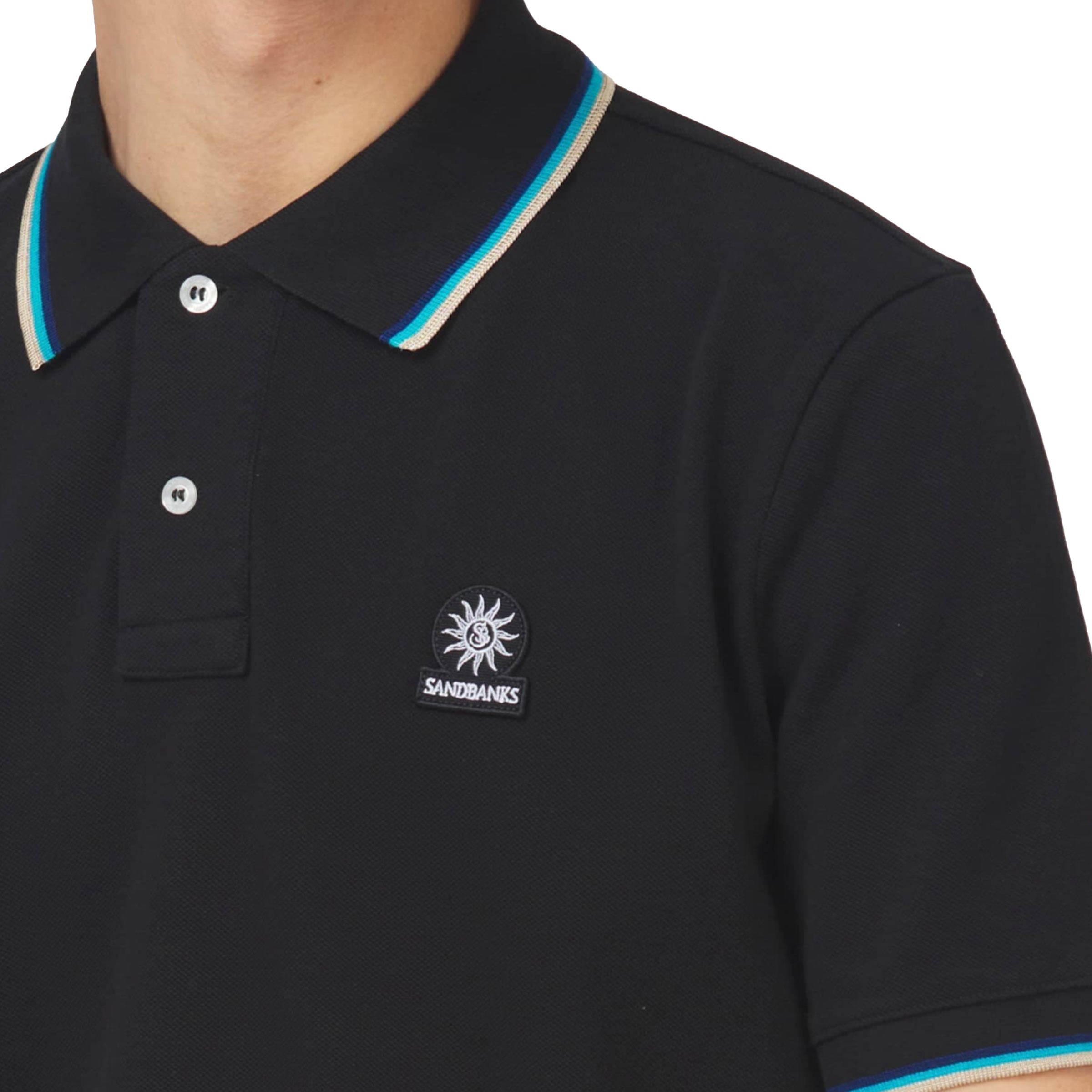 Sandbanks - Black Organic Cotton Short Sleeve Polo Shirt S/S POLOS Sandbanks