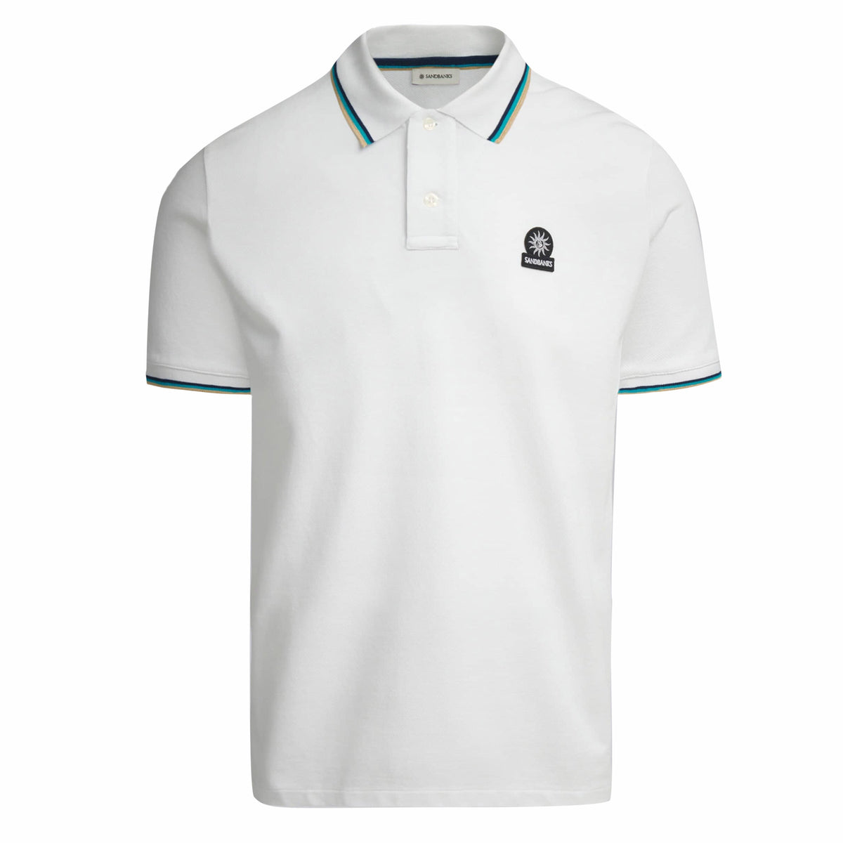 Sandbanks - White Organic Cotton Short Sleeve Polo Shirt S/S POLOS Sandbanks