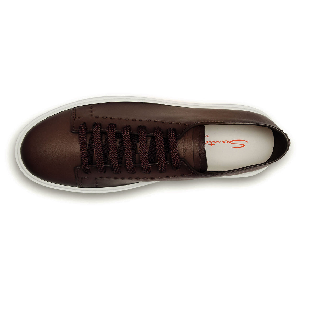 Santoni - Dark Brown Leather Sneaker SHOES Santoni