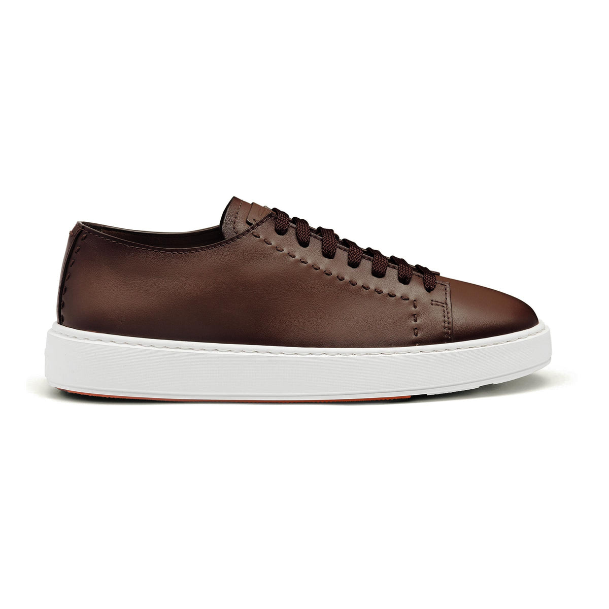 Santoni - Dark Brown Leather Sneaker SHOES Santoni