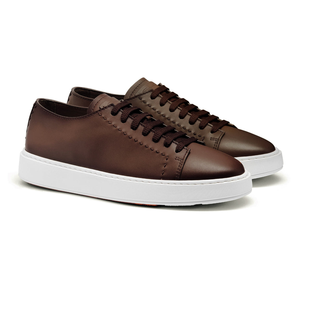 Santoni - Dark Brown Leather Sneaker SHOES Santoni
