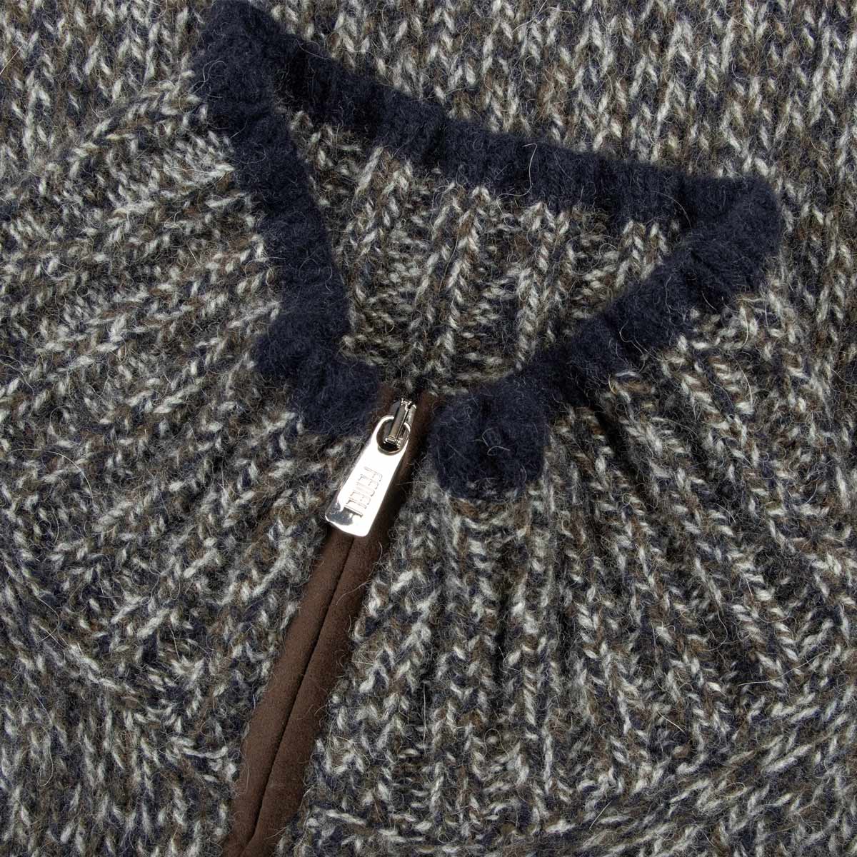 Fedeli - Charcoal Wool & Alpaca Quarter-zip Sweater KNITWEAR FEDELI