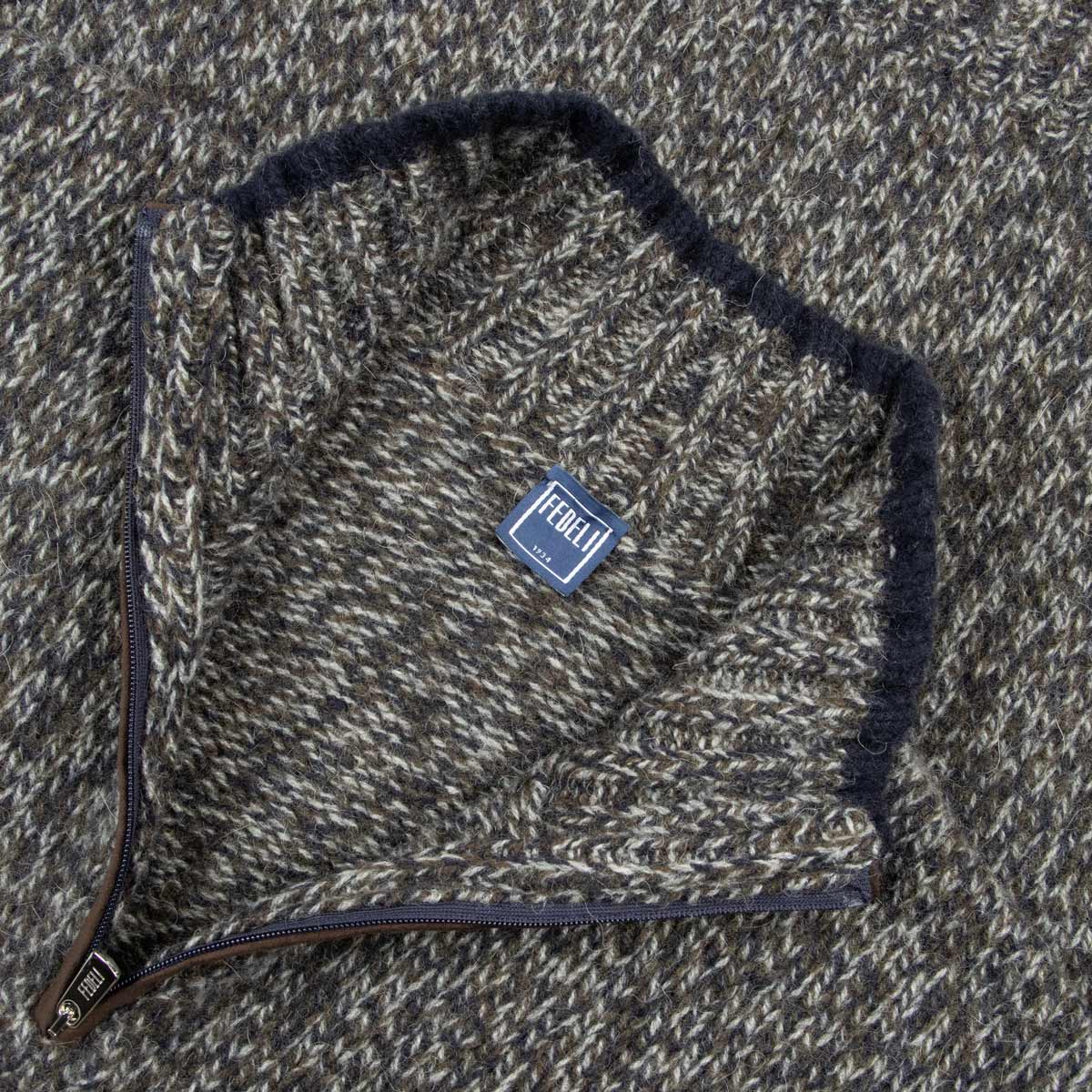 Fedeli - Charcoal Wool & Alpaca Quarter-zip Sweater KNITWEAR FEDELI