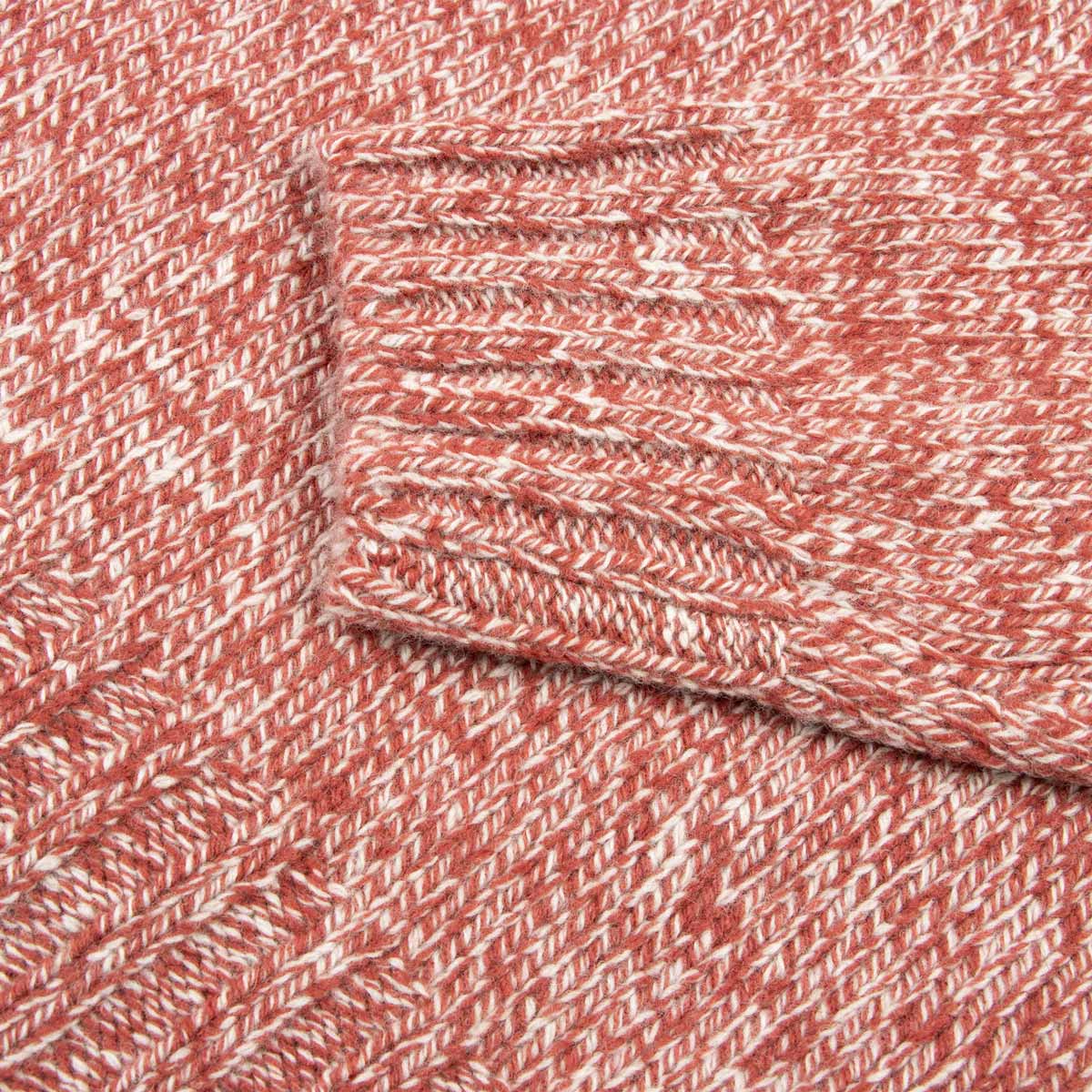 Robert Old - Red &amp; White Marl Zip-Neck Wool Jumper