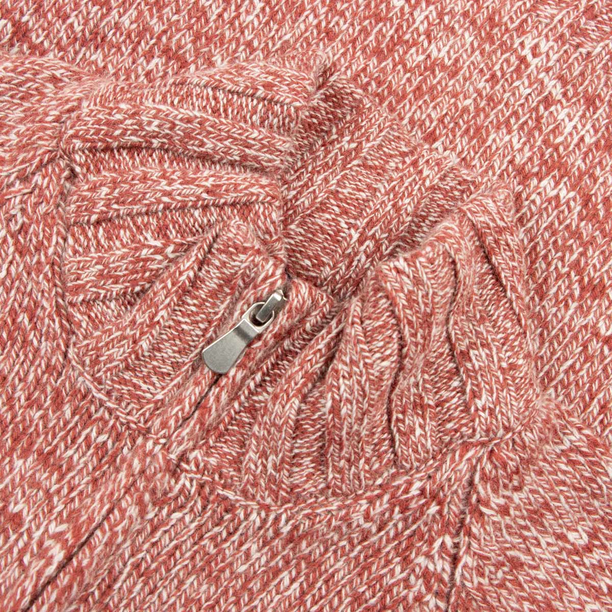 Robert Old - Red &amp; White Marl Zip-Neck Wool Jumper