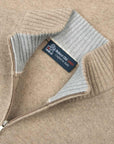 Robert Old - Beige Contrast Virgin Wool & Cashmere Zip Neck Sweater KNITWEAR Robert Old