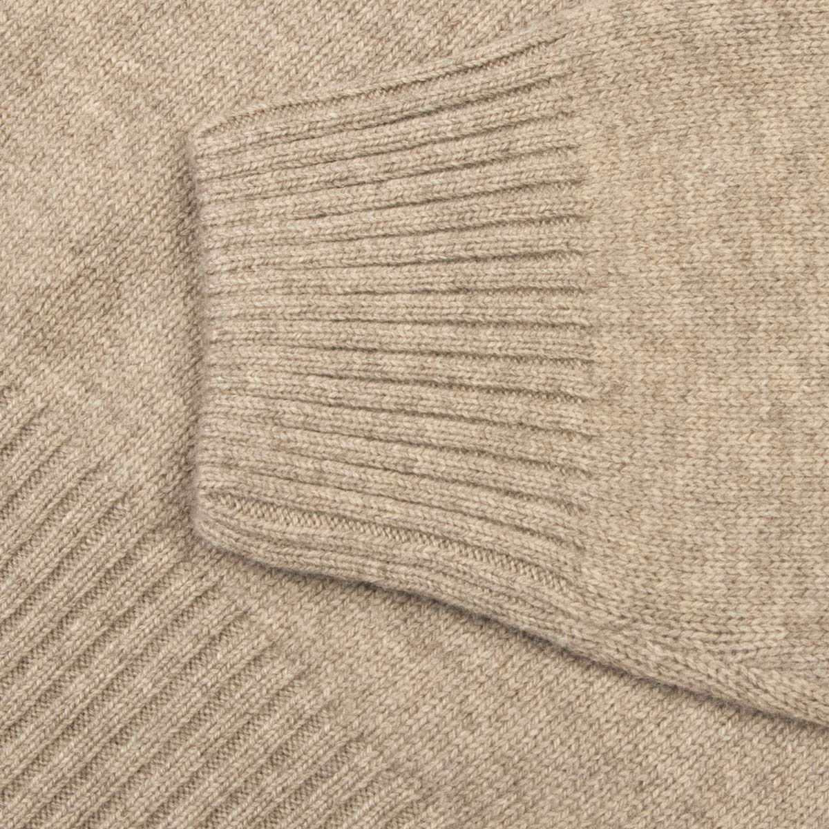 Robert Old - Beige Contrast Virgin Wool &amp; Cashmere Zip Neck Sweater KNITWEAR Robert Old