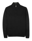 Robert Old - Black Contrast Virgin Wool & Cashmere Zip Neck Sweater KNITWEAR Robert Old