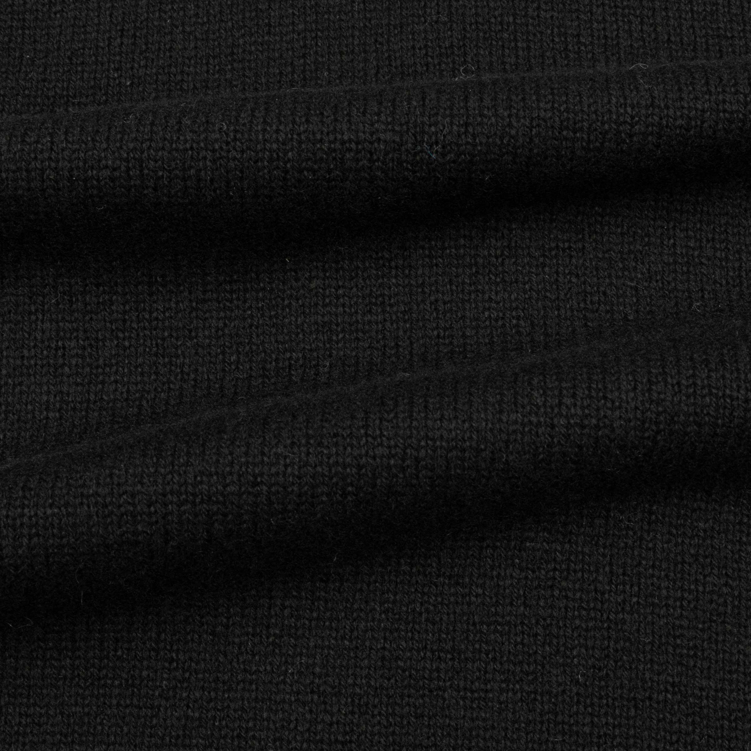 Robert Old - Black Contrast Virgin Wool &amp; Cashmere Zip Neck Sweater KNITWEAR Robert Old