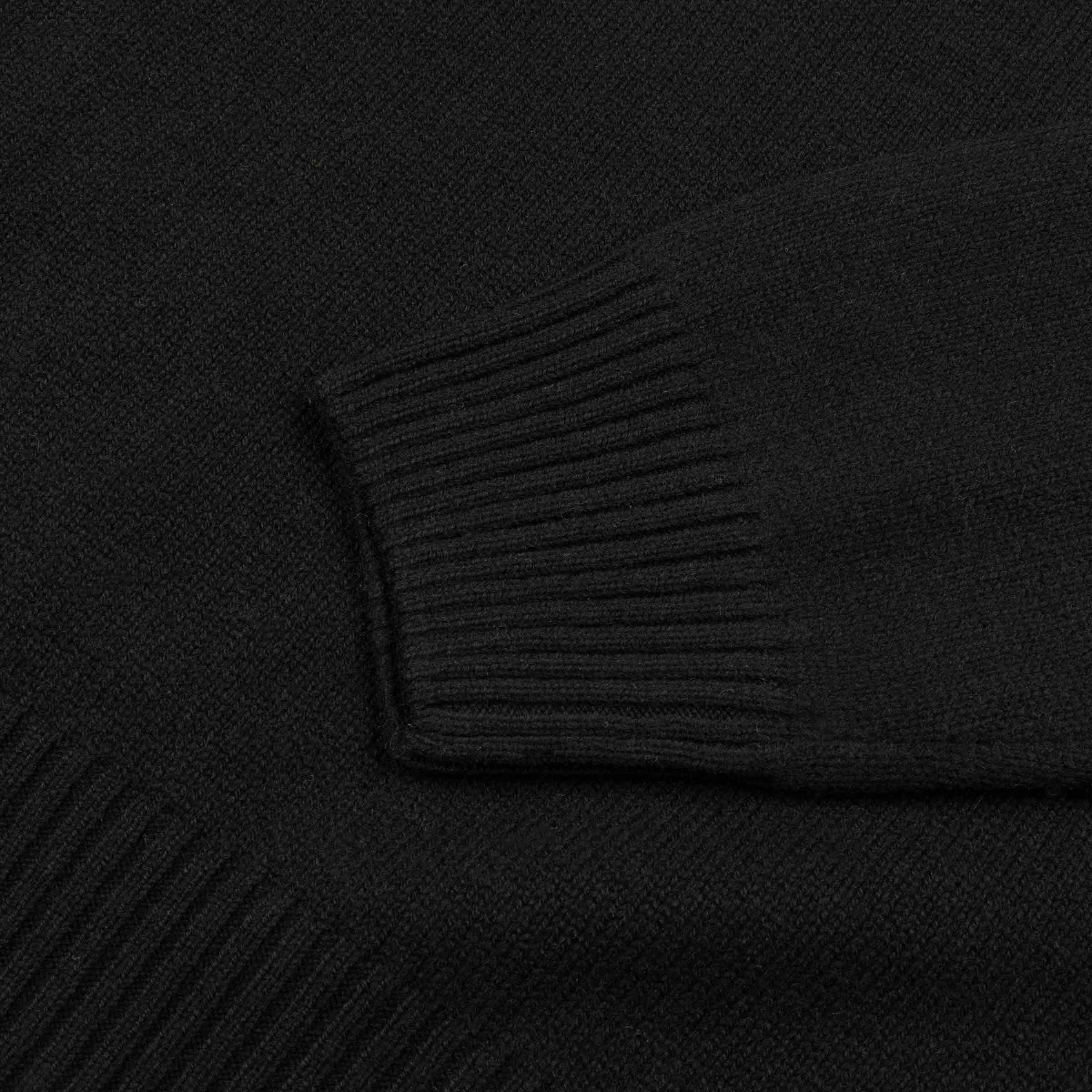 Robert Old - Black Contrast Virgin Wool &amp; Cashmere Zip Neck Sweater KNITWEAR Robert Old