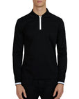 Sandbanks - Black Silicone Zip Long Sleeve Polo Shirt RUGBY/LS POLOS Sandbanks