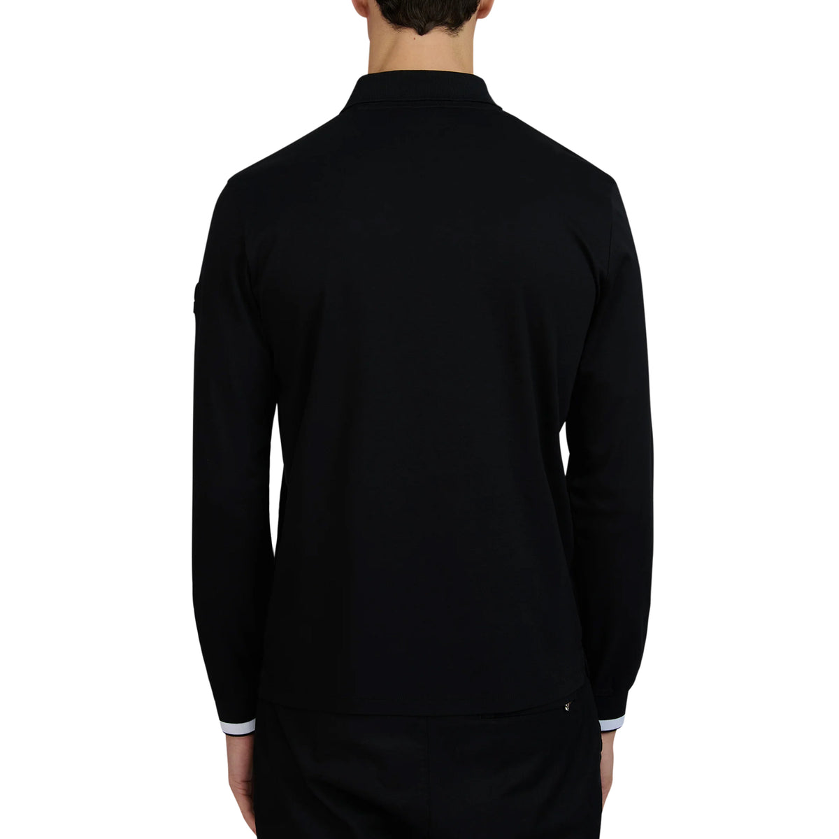 Sandbanks - Black Silicone Zip Long Sleeve Cotton Polo Shirt RUGBY/LS POLOS Sandbanks