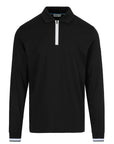 Sandbanks - Black Silicone Zip Long Sleeve Polo Shirt RUGBY/LS POLOS Sandbanks