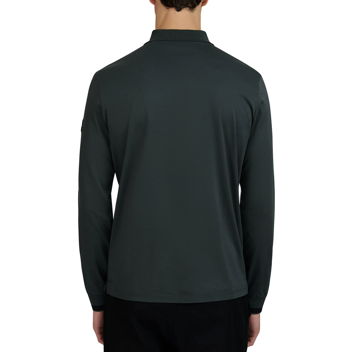 Sandbanks - Anthracite Grey Silicone Zip Long Sleeve Cotton Polo Shirt RUGBY/LS POLOS Sandbanks
