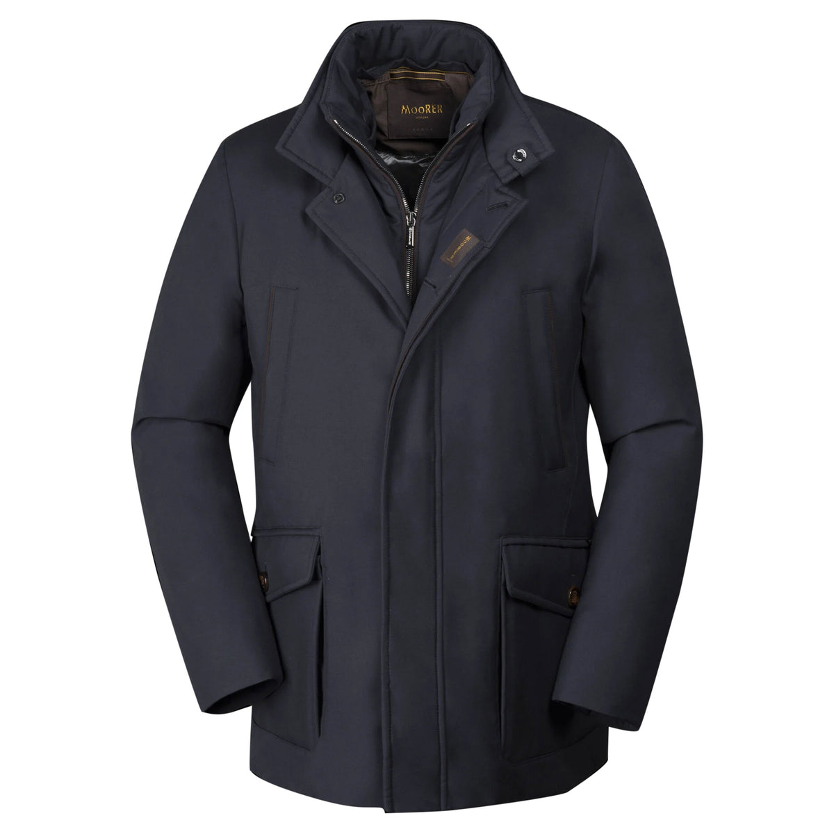 Moorer - Dark Blue 'Drive' Down-filled Longline Jacket BLOUSONS MooRER