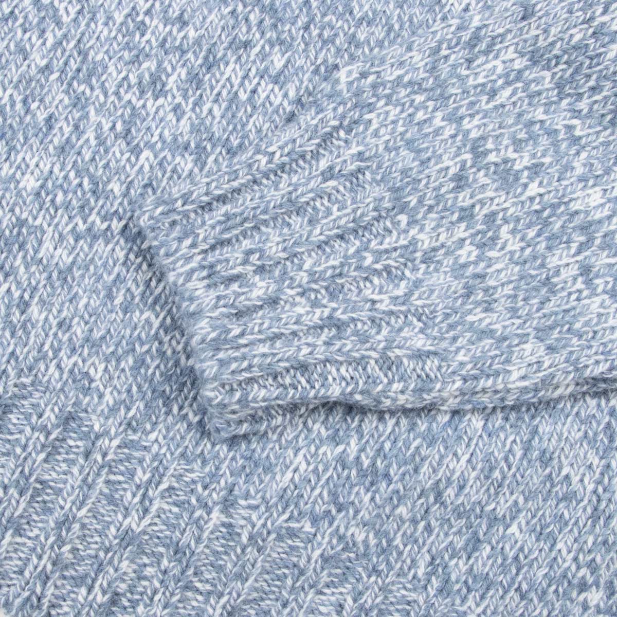 Robert Old - Blue &amp; White Mélange Buttoned-Neck Wool Jumper KNITWEAR Robert Old