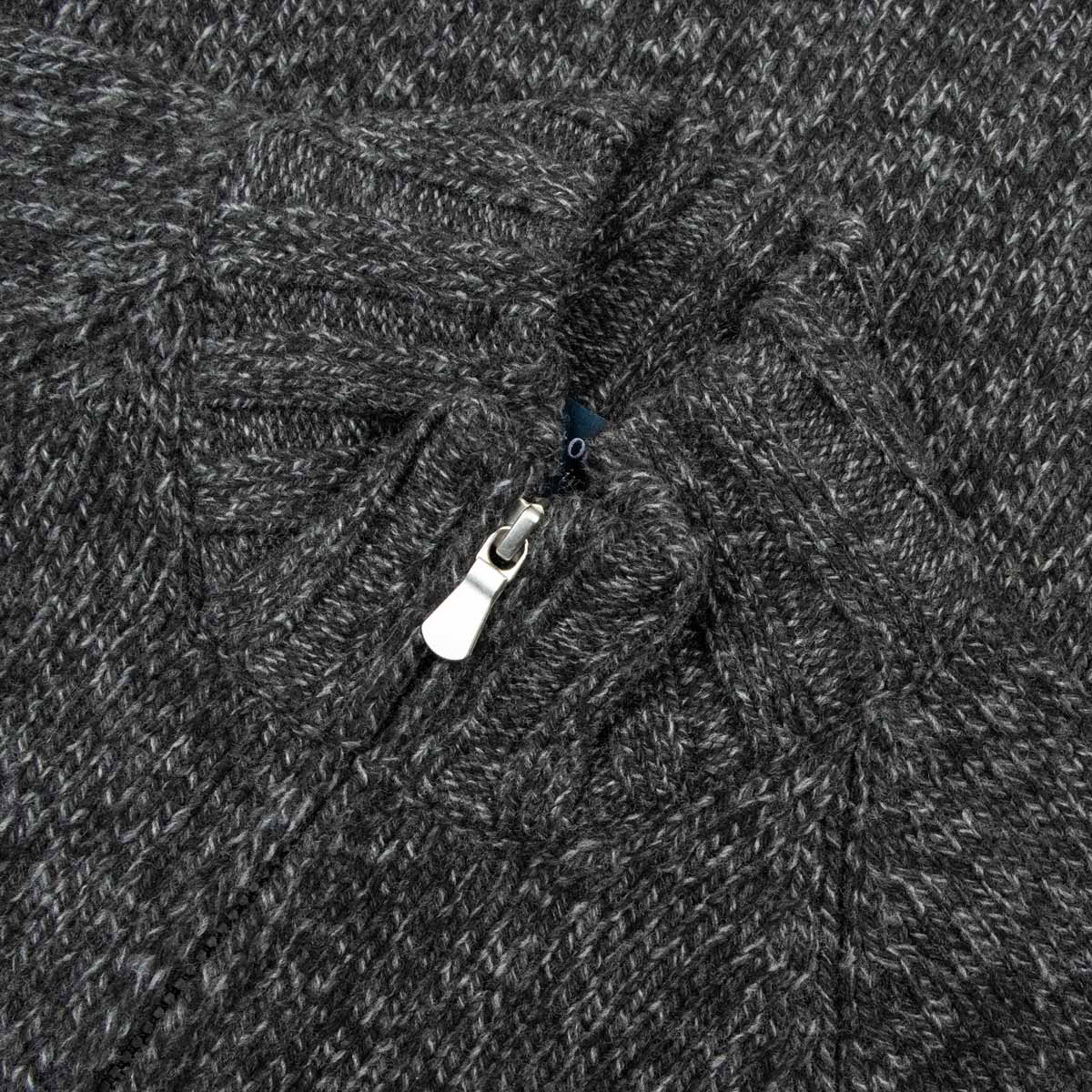 Robert Old - Charcoal Grey and Black Marl Zip-Neck Wool Jumper KNITWEAR Robert Old