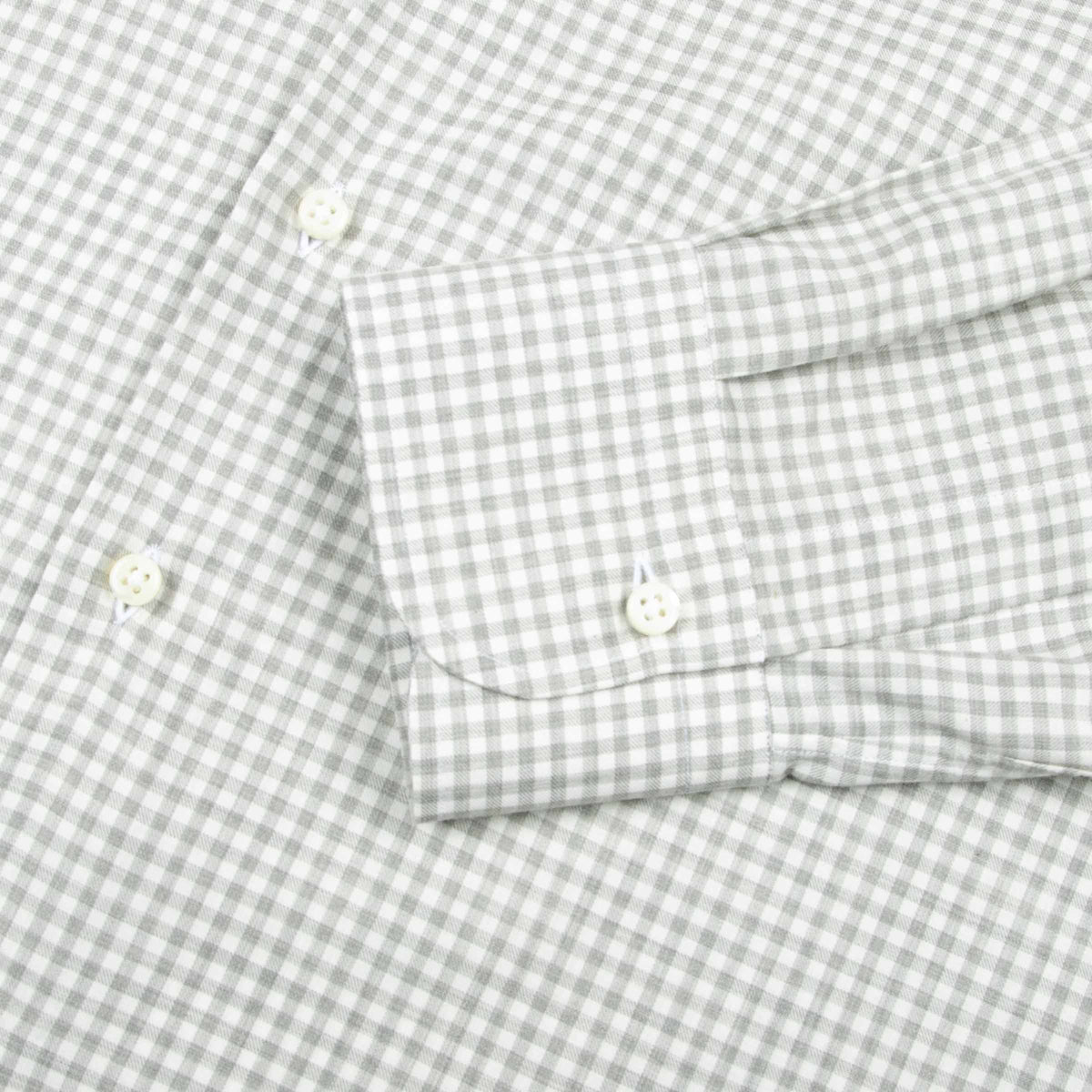 White &amp; Grey Check Italian Cotton Long Sleeve Shirt L/S SHIRTS Robert Old
