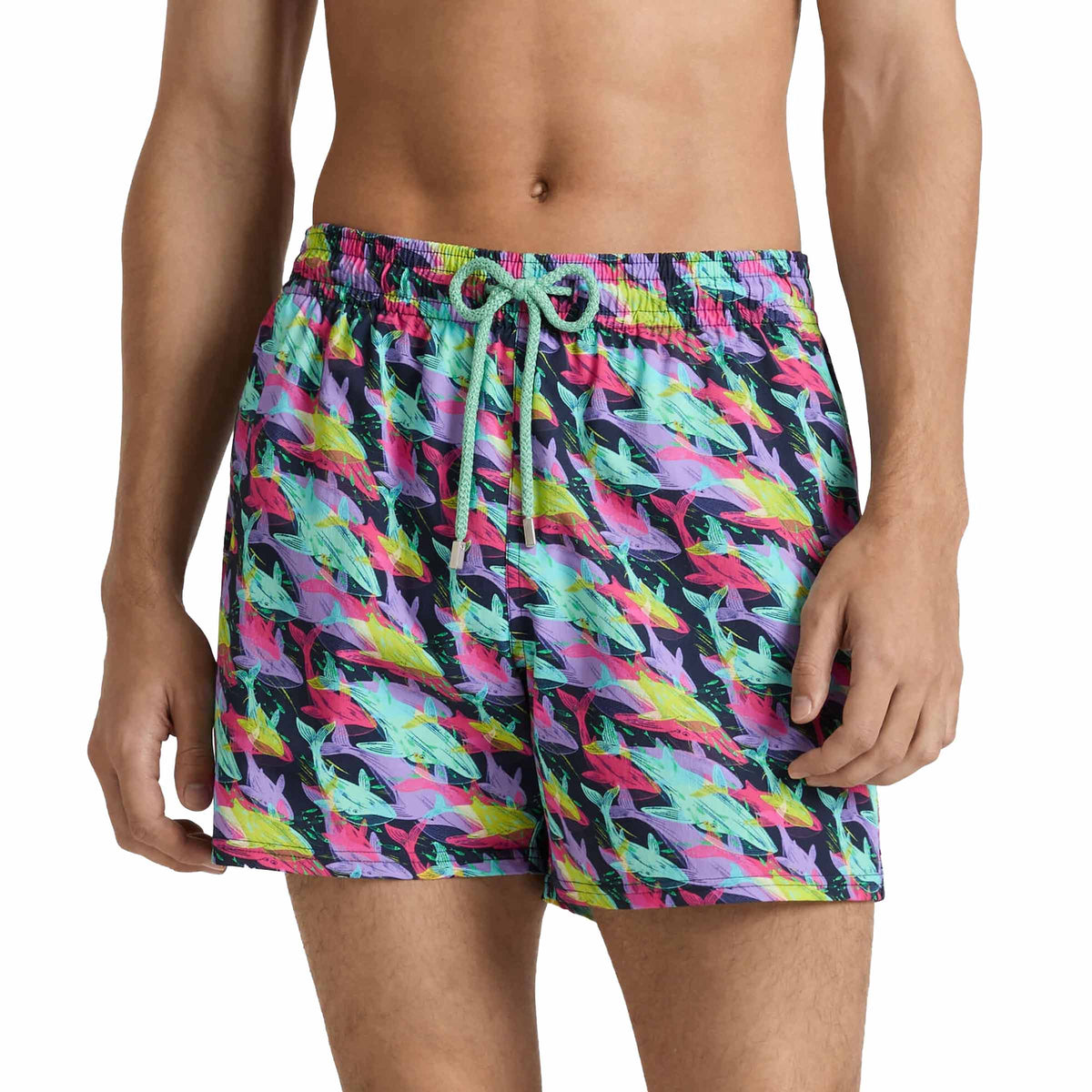 Vilebrequin - Navy Whales Offset 'Moorise' Swim Shorts SWIMWEAR Vilebrequin