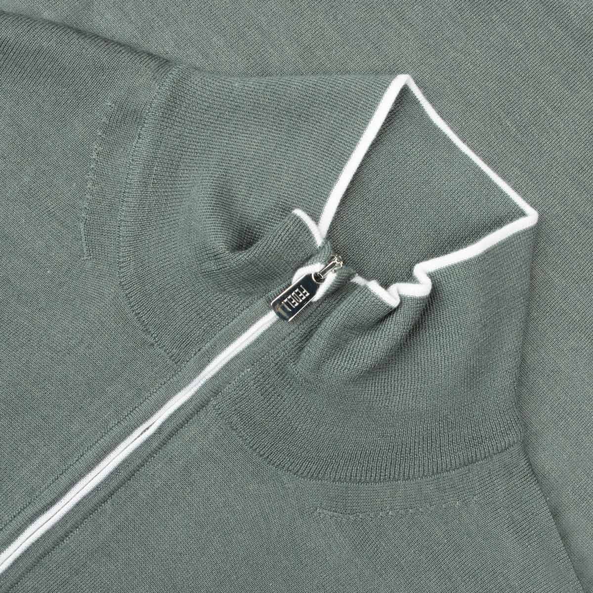 Fedeli - Green Favonio Superfine Wool and Silk Zip-Neck Sweater KNITWEAR FEDELI