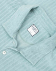 Fedeli - Turquoise Mondial Terry Ribbed Cotton Polo Shirt S/S POLOS FEDELI