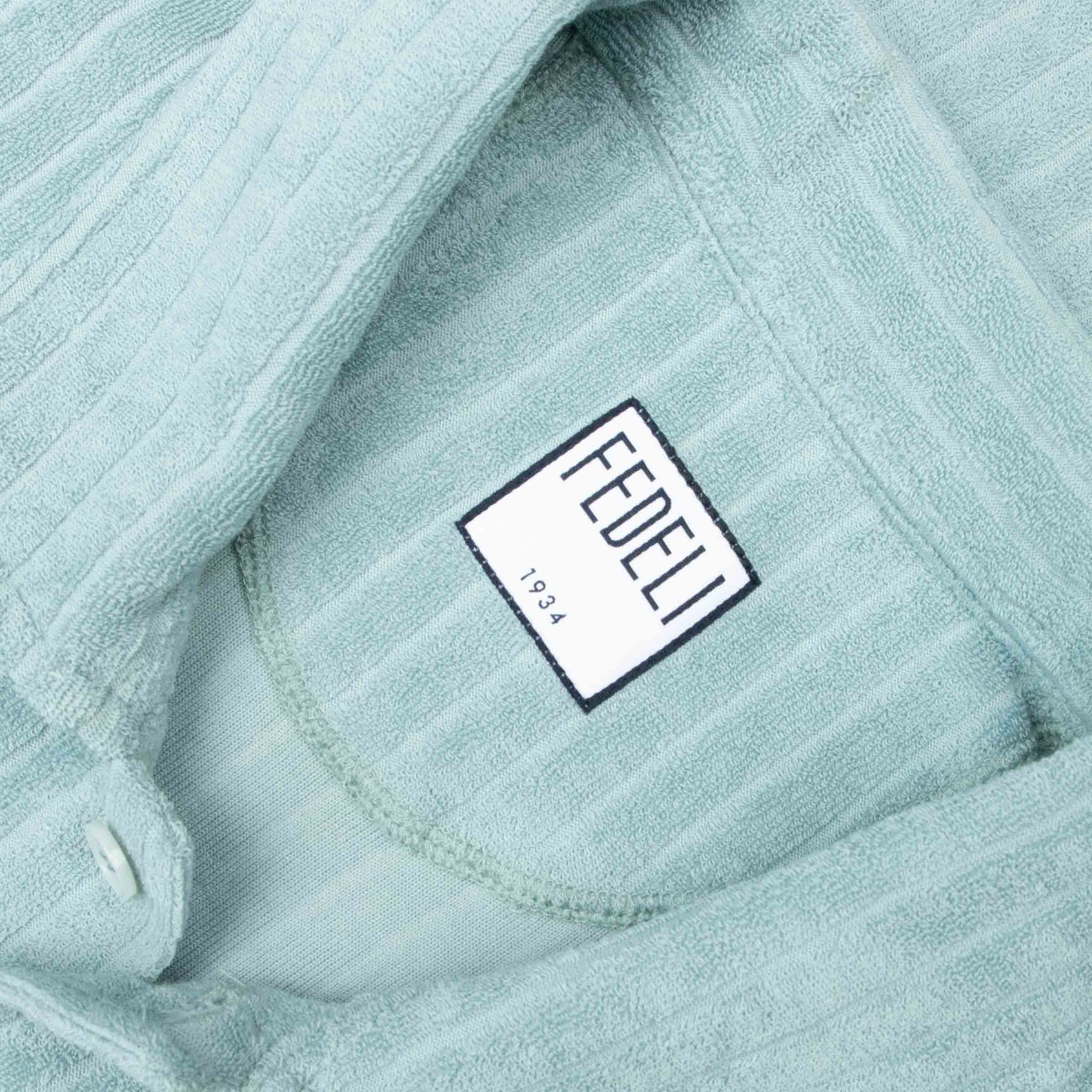 Fedeli - Turquoise Mondial Terry Ribbed Cotton Polo Shirt S/S POLOS FEDELI
