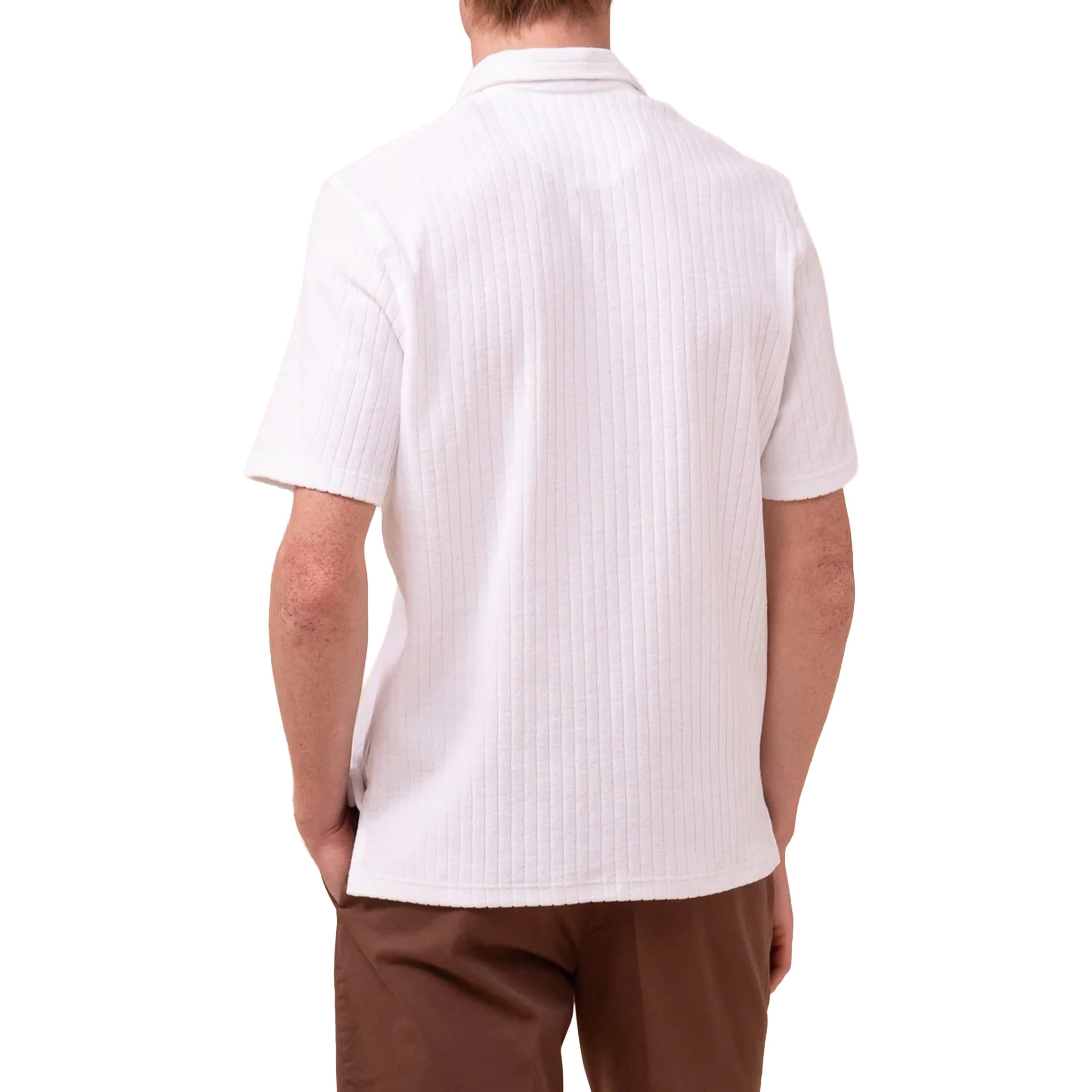 Fedeli - Linen White Mondial Terry Ribbed Cotton Polo Shirt S/S POLOS FEDELI