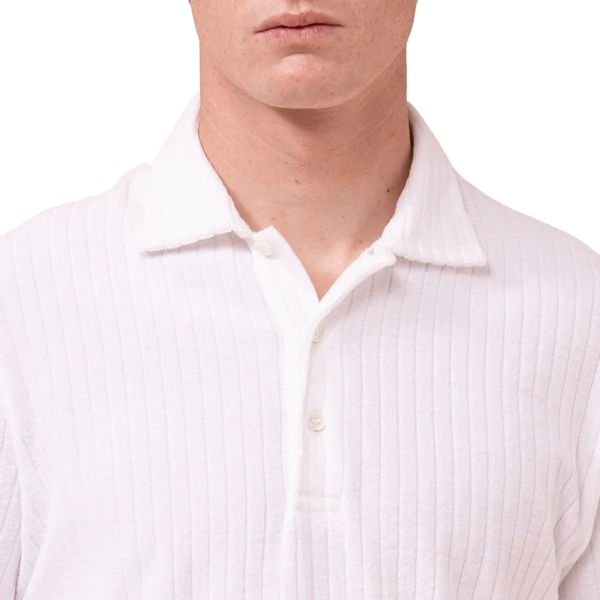 Fedeli - Cream Mondial Terry Ribbed Cotton Polo Shirt S/S POLOS Fedeli