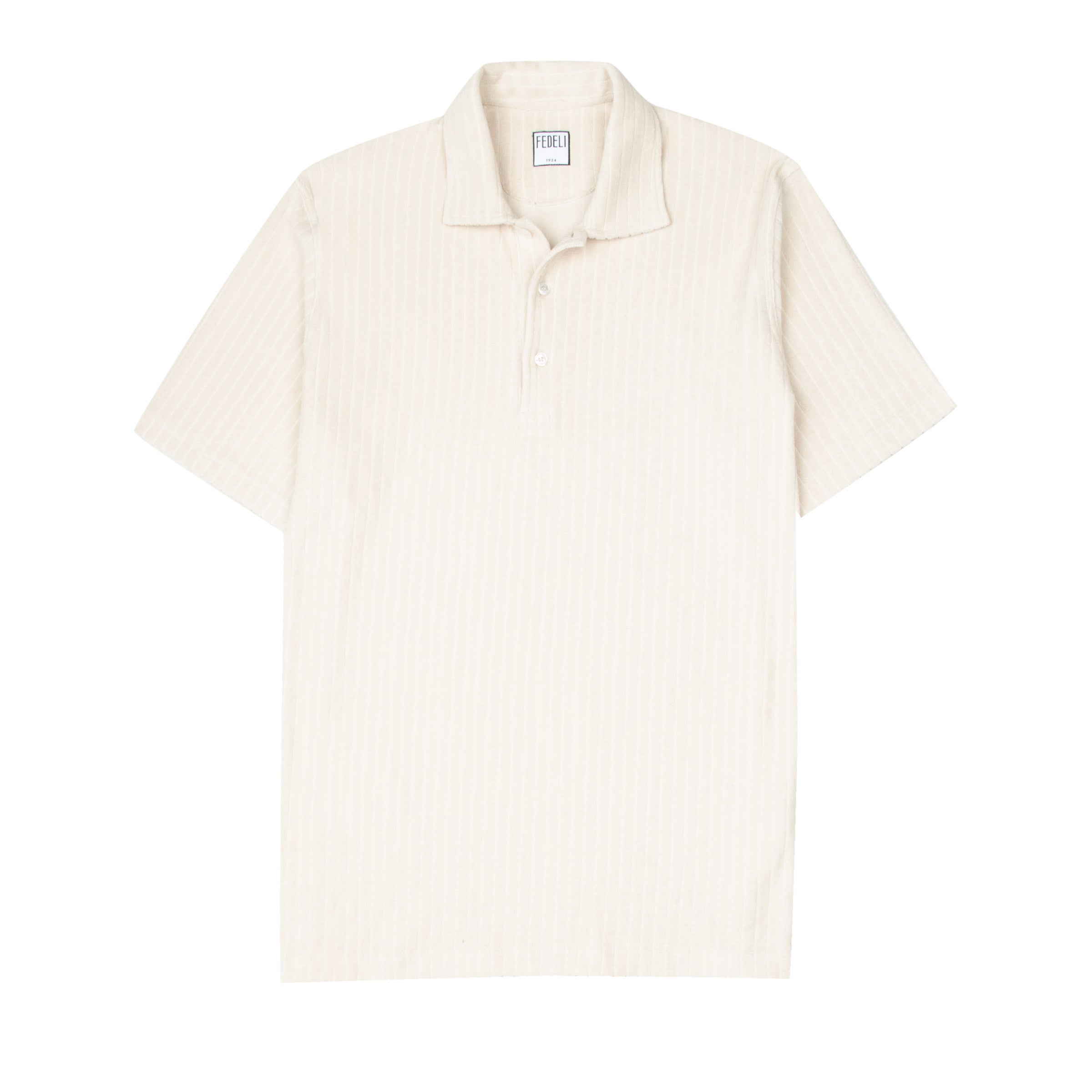 Fedeli - Cream Mondial Terry Ribbed Cotton Polo Shirt S/S POLOS FEDELI