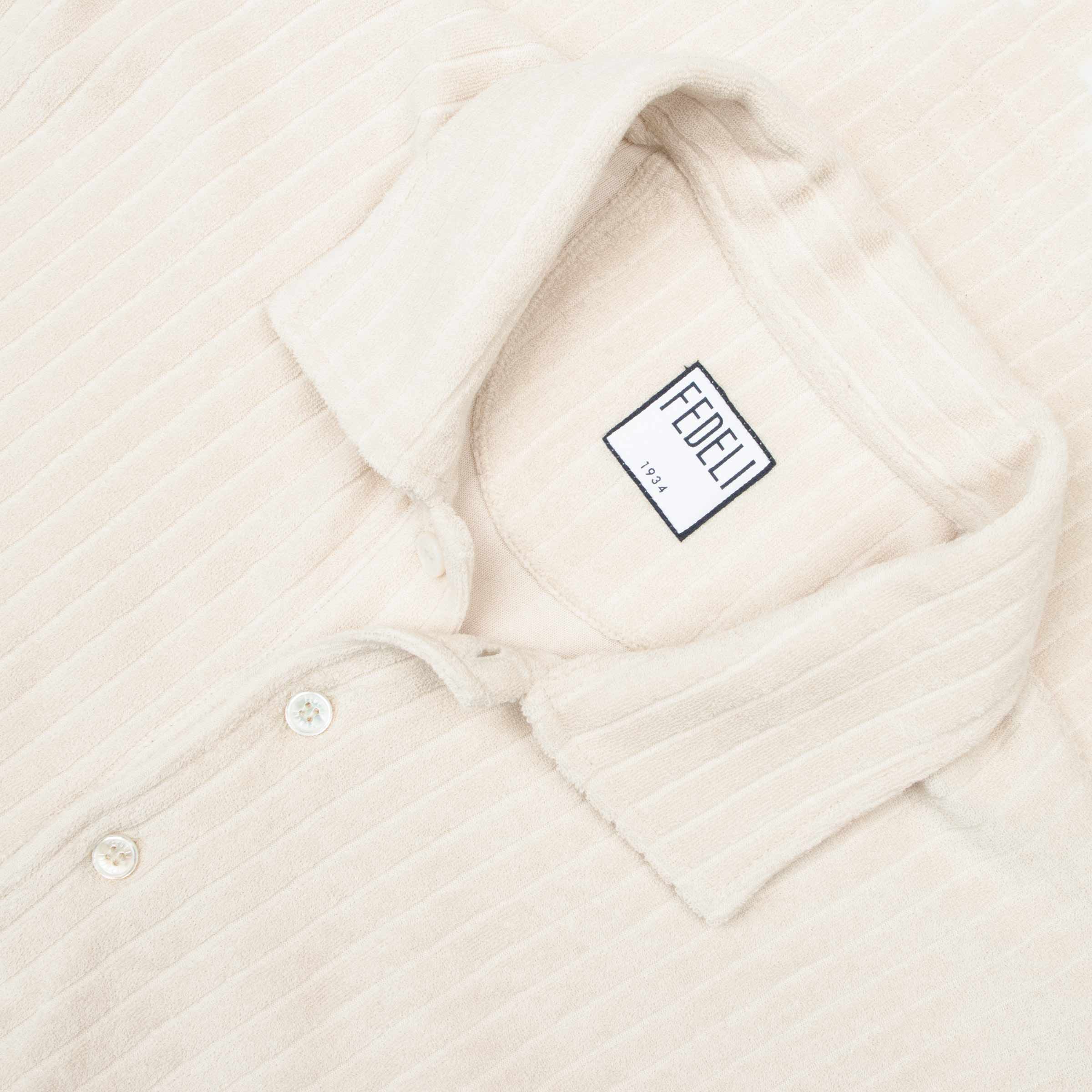 Fedeli - Cream Mondial Terry Ribbed Cotton Polo Shirt S/S POLOS FEDELI