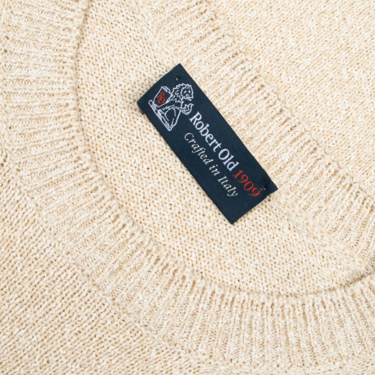 Robert Old - Oatmeal Beige Melange Cotton Mix Crew Neck Sweater KNITWEAR Robert Old