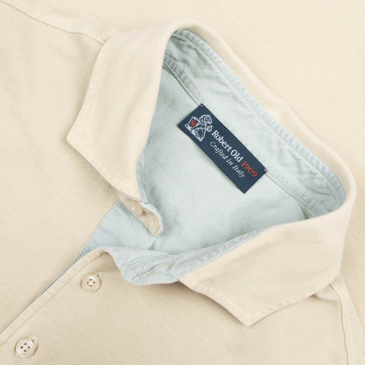 Stone Beige Piqué Cotton Short Sleeve Polo Shirt S/S POLOS Robert Old