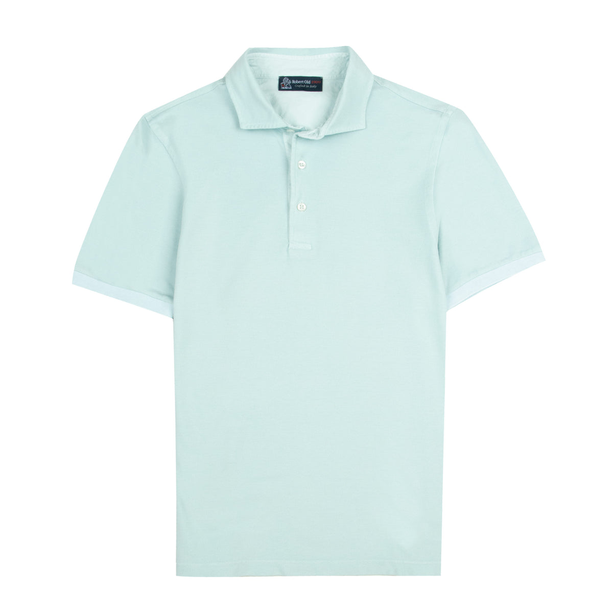 Aqua Blue Piqué Cotton Short Sleeve Polo Shirt S/S POLOS Robert Old