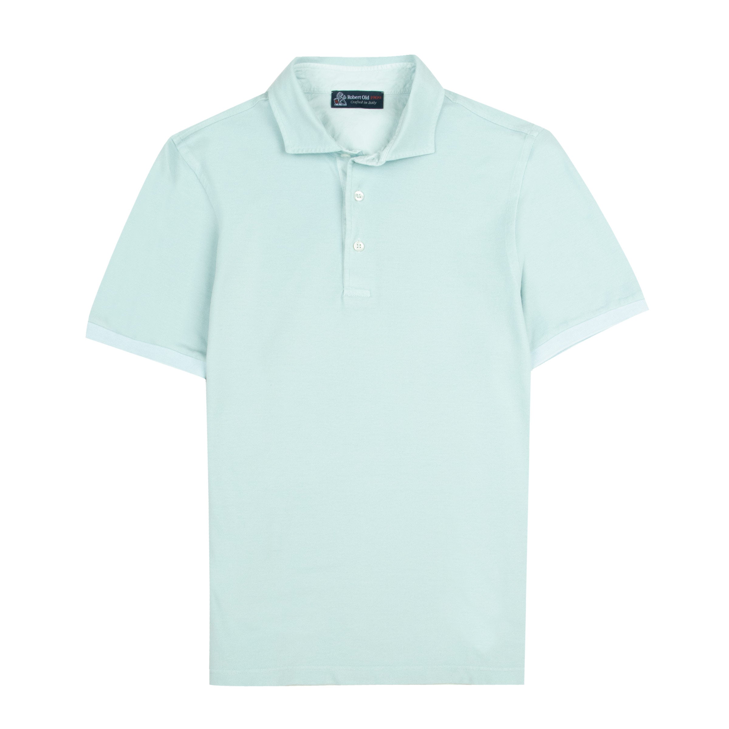 Robert Old - Aqua Blue Piqué Cotton Short Sleeve Polo Shirt S/S POLOS Robert Old