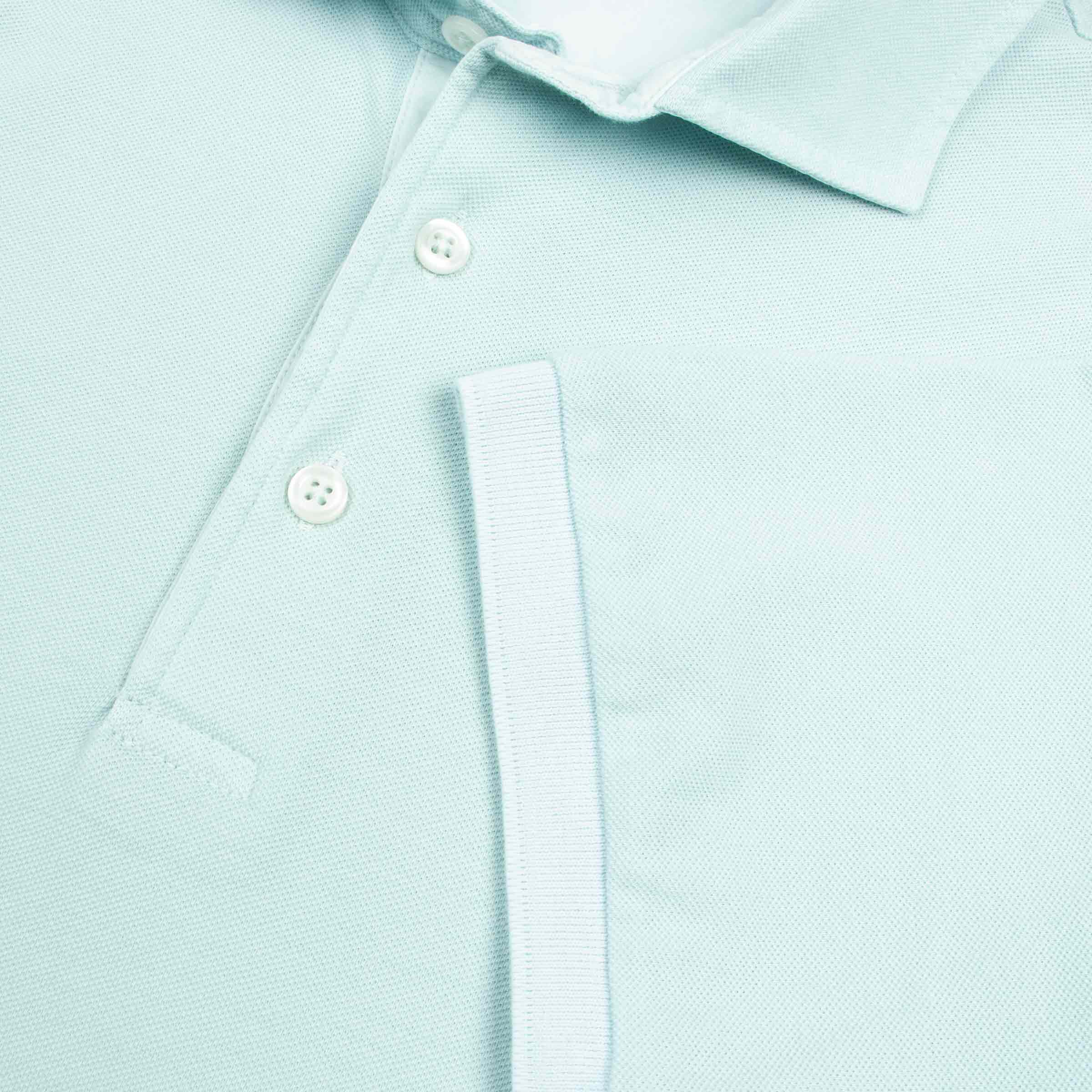Robert Old - Aqua Blue Piqué Cotton Short Sleeve Polo Shirt S/S POLOS Robert Old