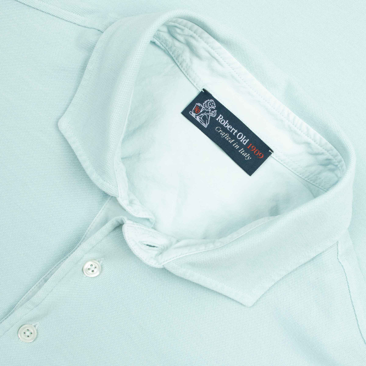 Aqua Blue Piqué Cotton Short Sleeve Polo Shirt S/S POLOS Robert Old