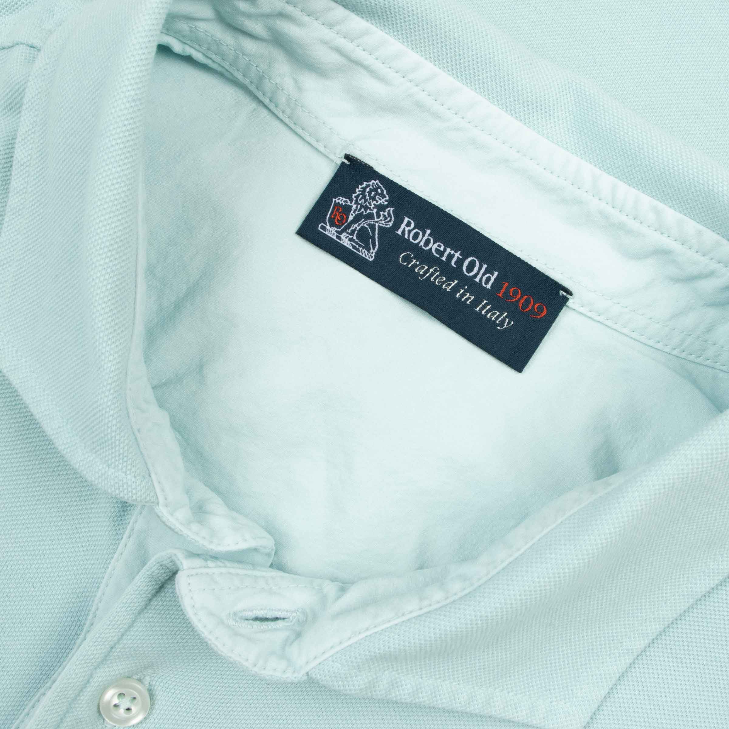 Robert Old - Aqua Blue Piqué Cotton Short Sleeve Polo Shirt S/S POLOS Robert Old