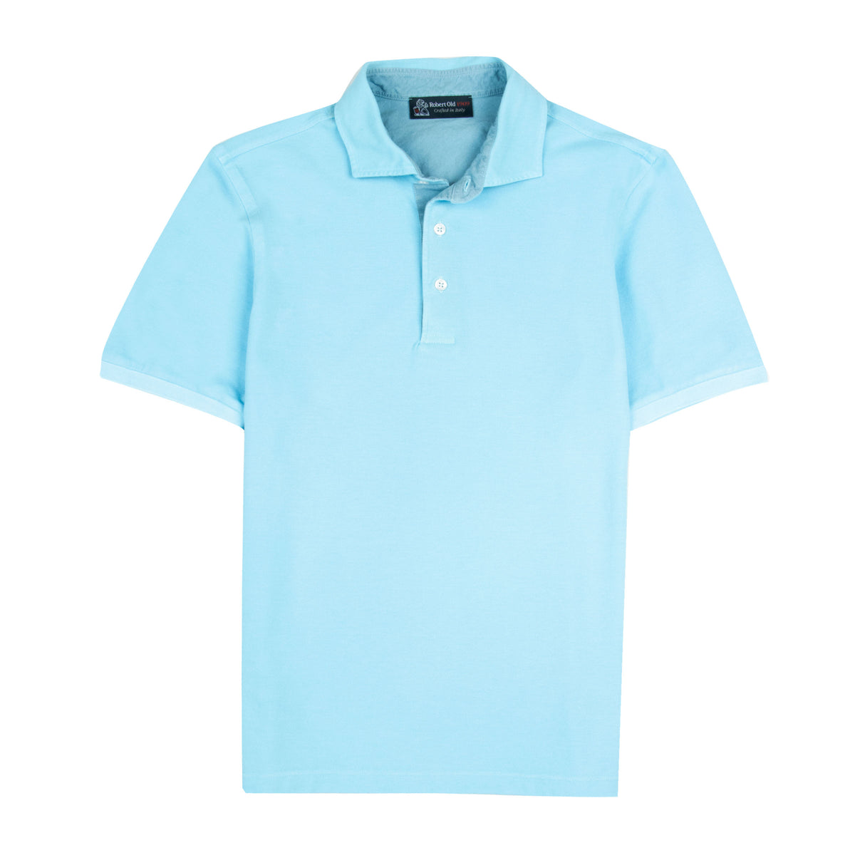 Fresh Blue Piqué Cotton Short Sleeve Polo Shirt S/S POLOS Robert Old