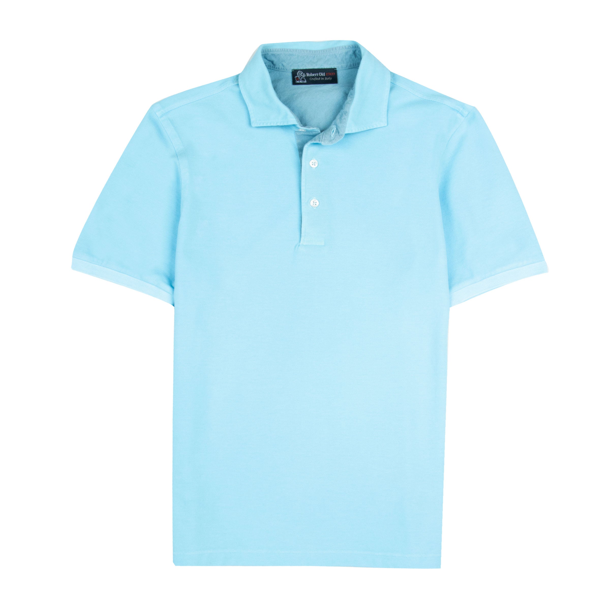 Robert Old - Fresh Blue Piqué Cotton Short Sleeve Polo Shirt S/S POLOS Robert Old