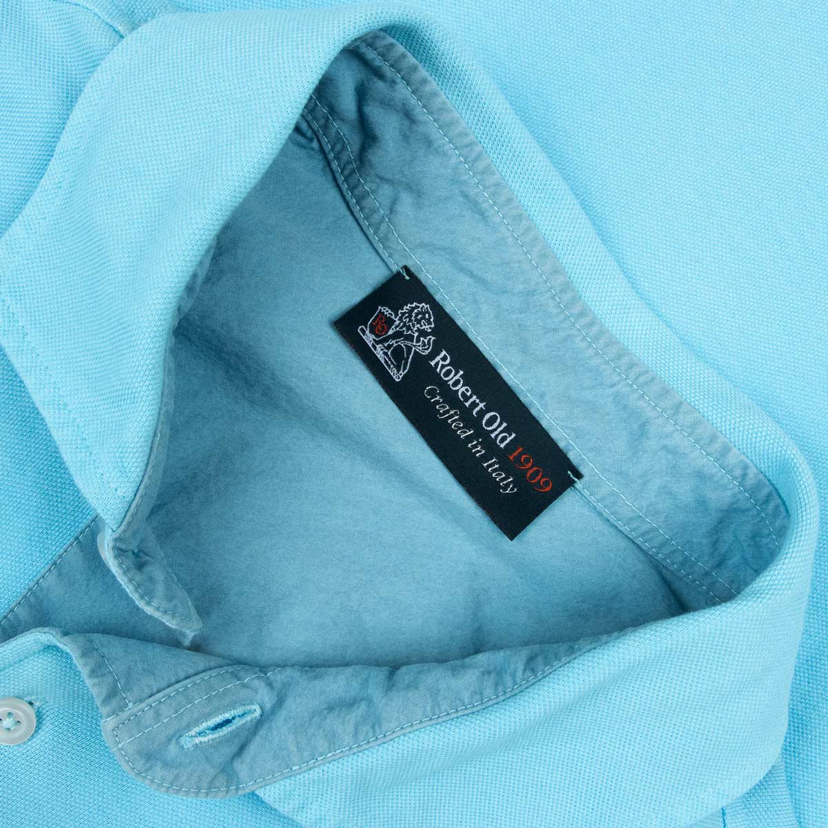 Robert Old - Fresh Blue Piqué Cotton Short Sleeve Polo Shirt S/S POLOS Robert Old