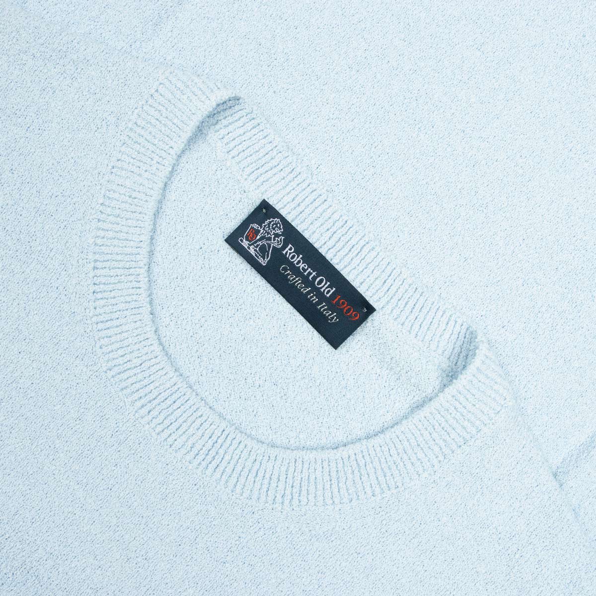 Robert Old - Baby Blue Knitted Cotton-Blend Crew Neck T-Shirt TEE SHIRTS Robert Old