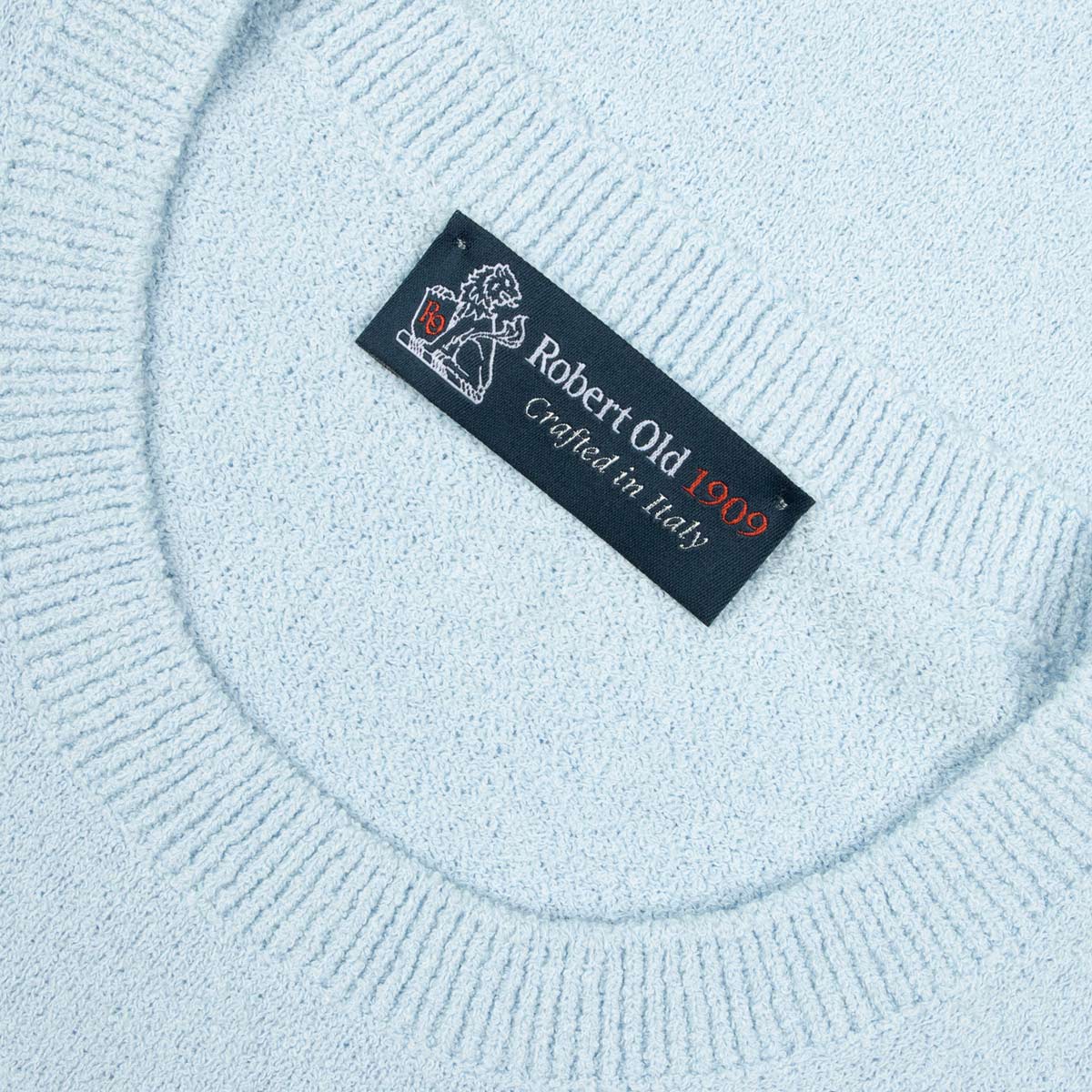 Robert Old - Baby Blue Knitted Cotton-Blend Crew Neck T-Shirt TEE SHIRTS Robert Old