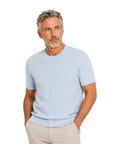 Robert Old - Baby Blue Knitted Boucle Cotton-Blend Crew Neck T-Shirt TEE SHIRTS Robert Old